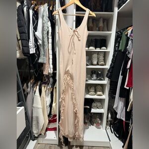 ByEgreis small Women's Sleeveless Tie-Front Maxi Dress in Light Blush